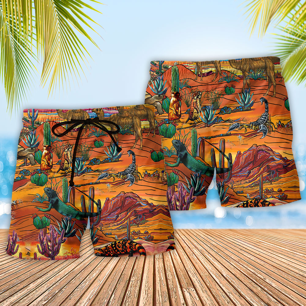 Desert Sunset Begins Beach Shorts Pattern Detail For Poolside Fun And Relaxed Holiday Style