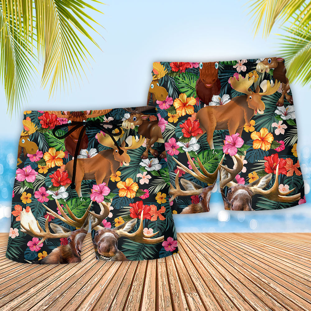 Moose Aloha Beach Shorts Pattern Detail For Sunny Day Activities And Leisure And Relaxation