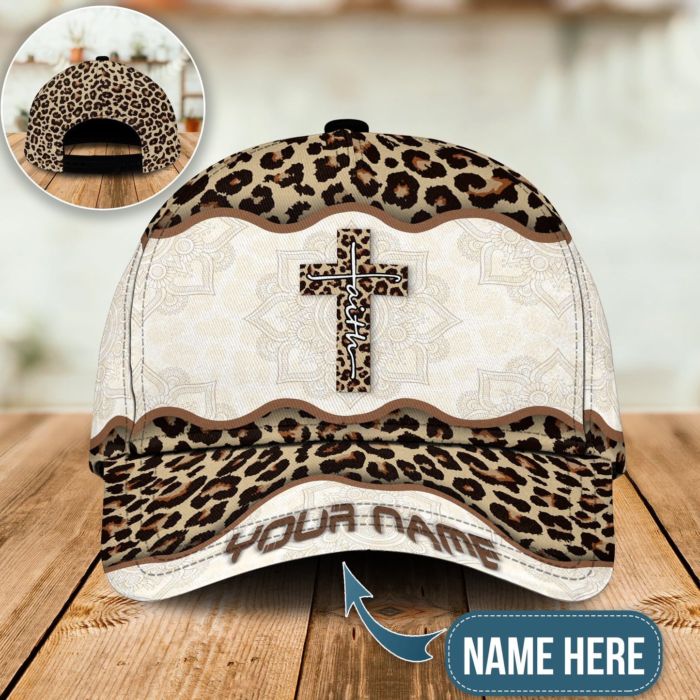 Faith Cross Leopard Personalized Classic Cap For Everyday Outfits Coastal Travel And Gift Giving