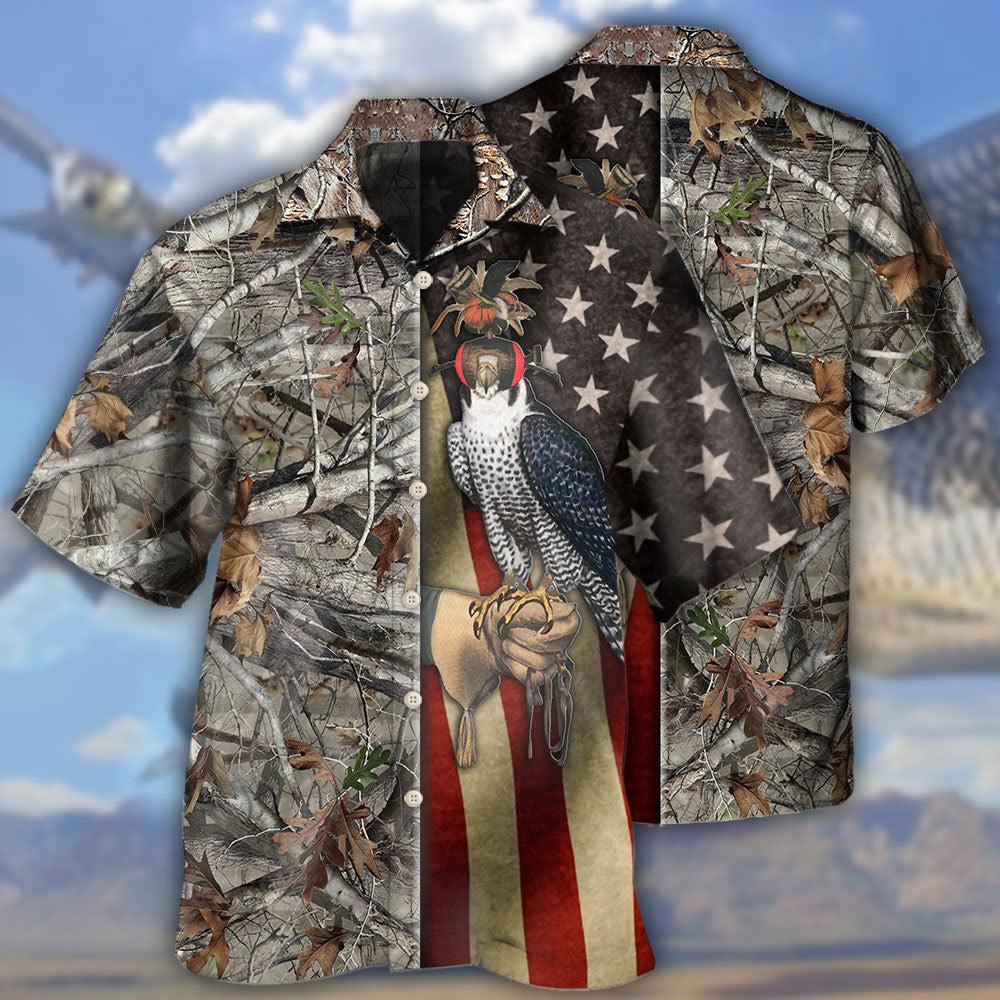 Hunting Falconry American Hawaiian Shirt Artwork View For Weekend Travel And Beach Style