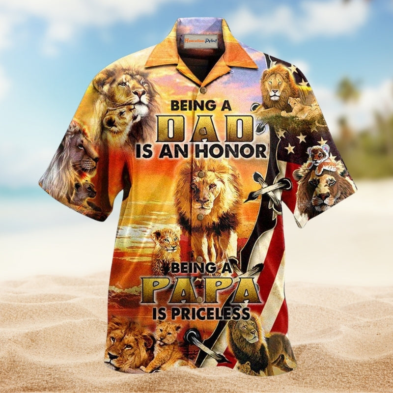 Family Being A Dad Is An Honor Being A Papa Is Priceless Hawaiian Shirt For Resort Trips And Relaxed Summer Style