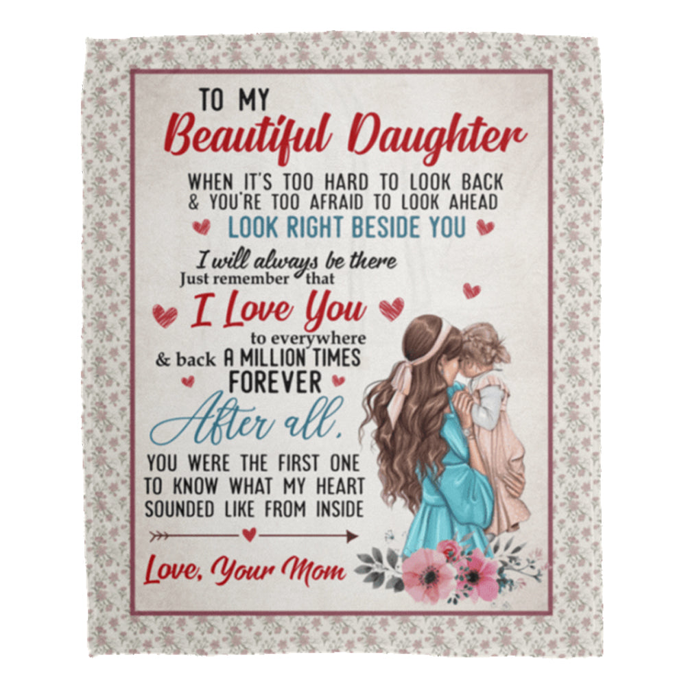 Family To My Beautiful Daughter Love Mom Flannel Blanket For Cozy Bedroom Sofa Decor