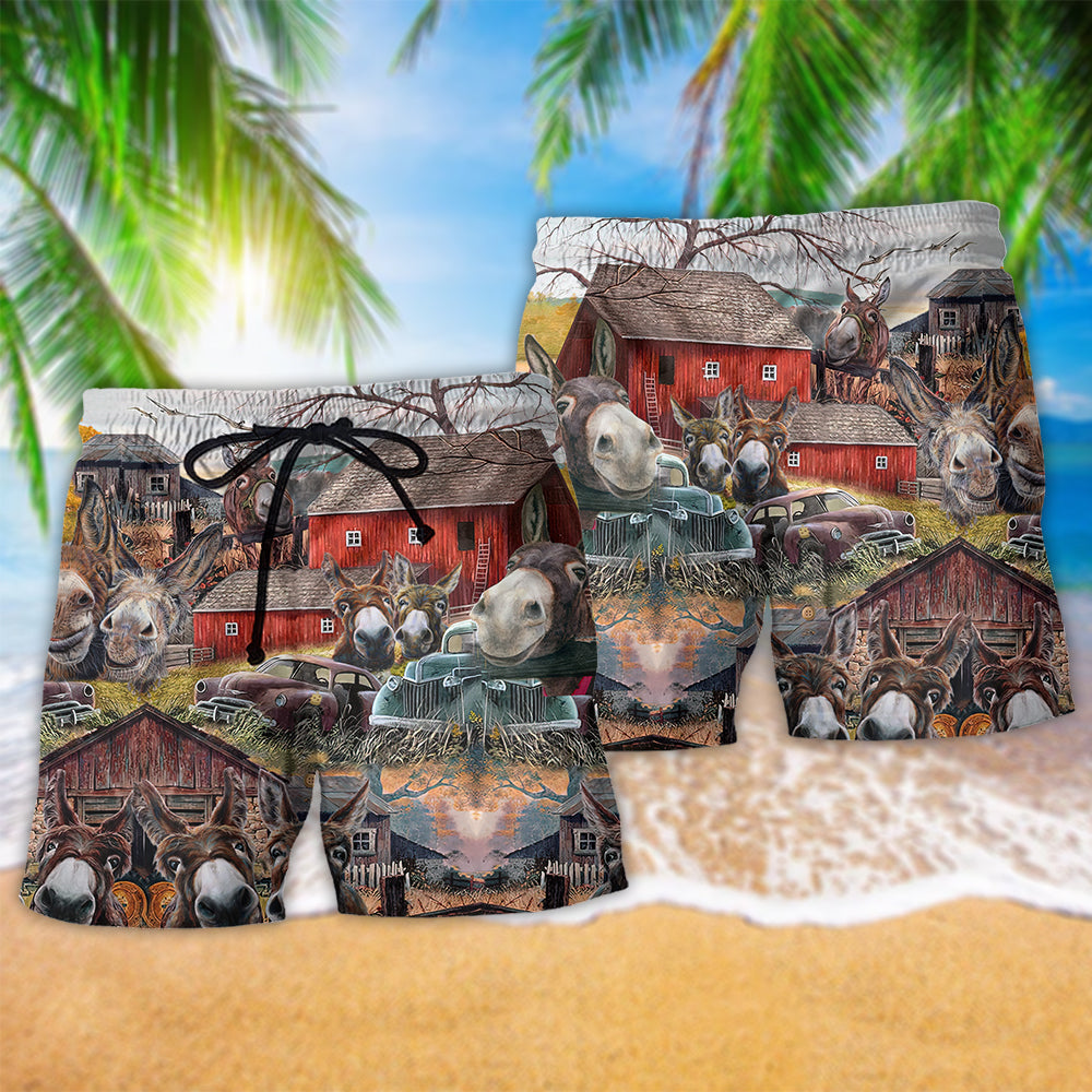 Farm Animals Happy Beach Shorts For Outdoor Activities And Vacation Travel