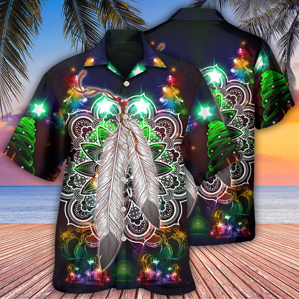 Bohemian Feather Mandala Christmas Stunning Hawaiian Shirt For Poolside Relaxation And Sunny Getaways