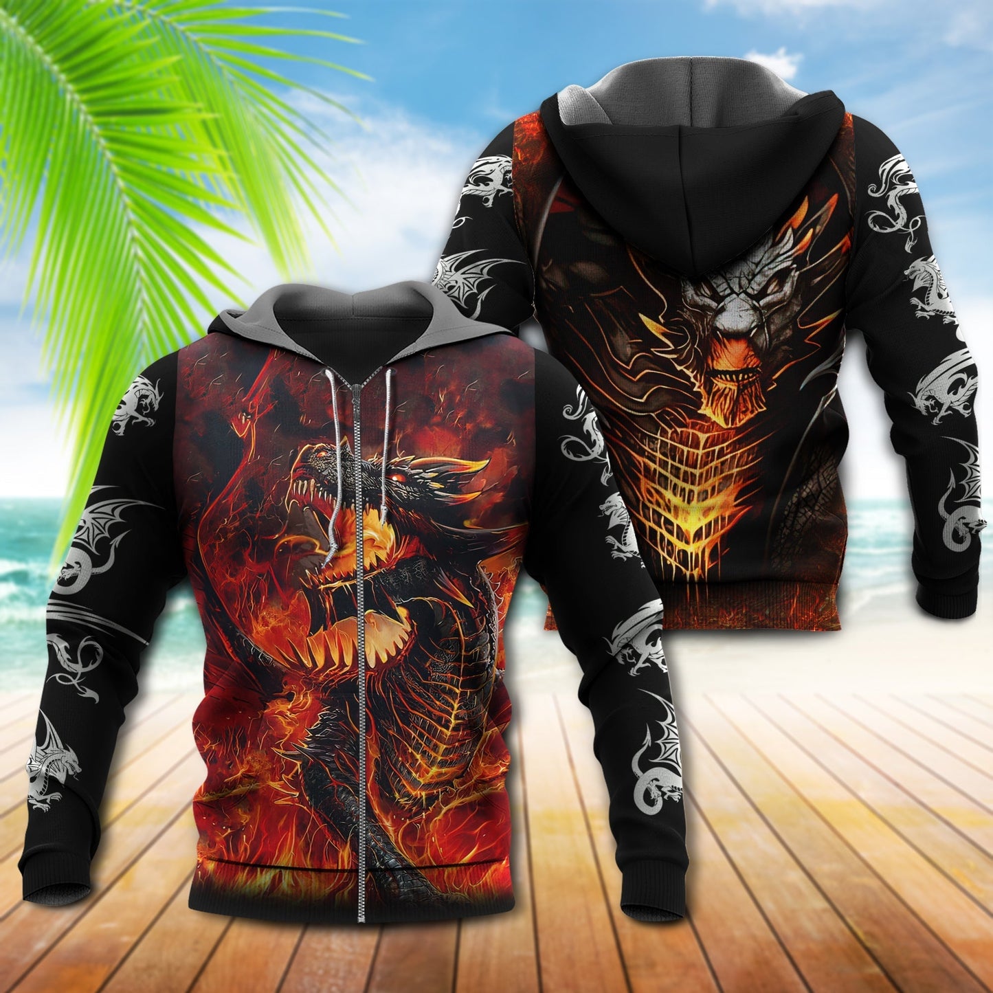 Strong Fantasy Fire Dragon Hoodie For Fantasy Art Lovers Travel Activities And Streetwear