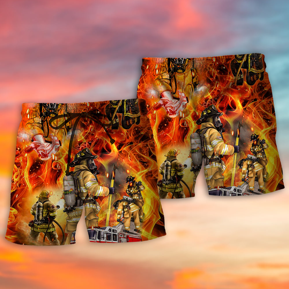 Firefighter Danger Courage Beach Shorts For Resort Travel And Thoughtful Summer Gifting