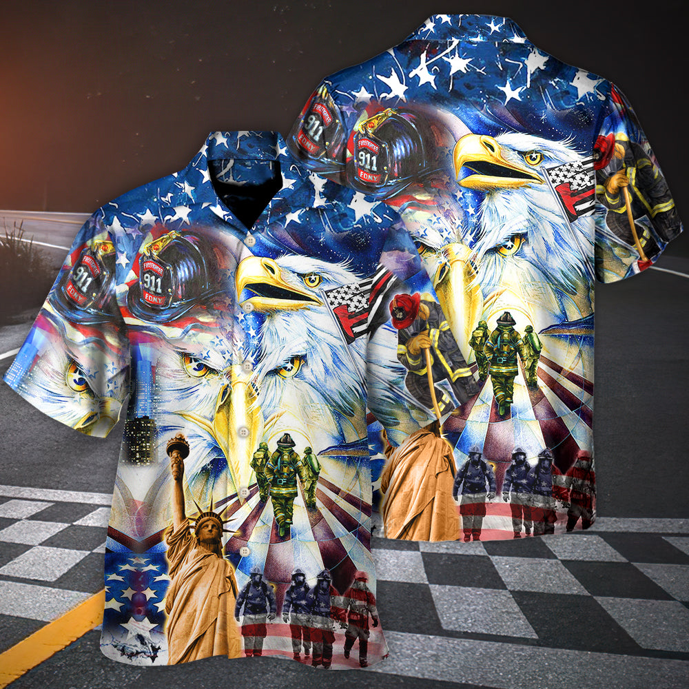 Firefighter American Proud Hawaiian Shirt For Summer Vacation And Beach Travel