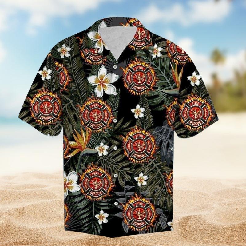 Firefighter Service Hawaiian Shirt For Relaxed Getaway, Casual Weekend, And Resort Wear