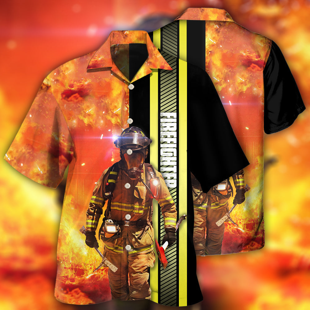 Flame Firefighter Hawaiian Shirt With Detailed Graphic For Coastal Adventures Summer Events And Everyday Comfort