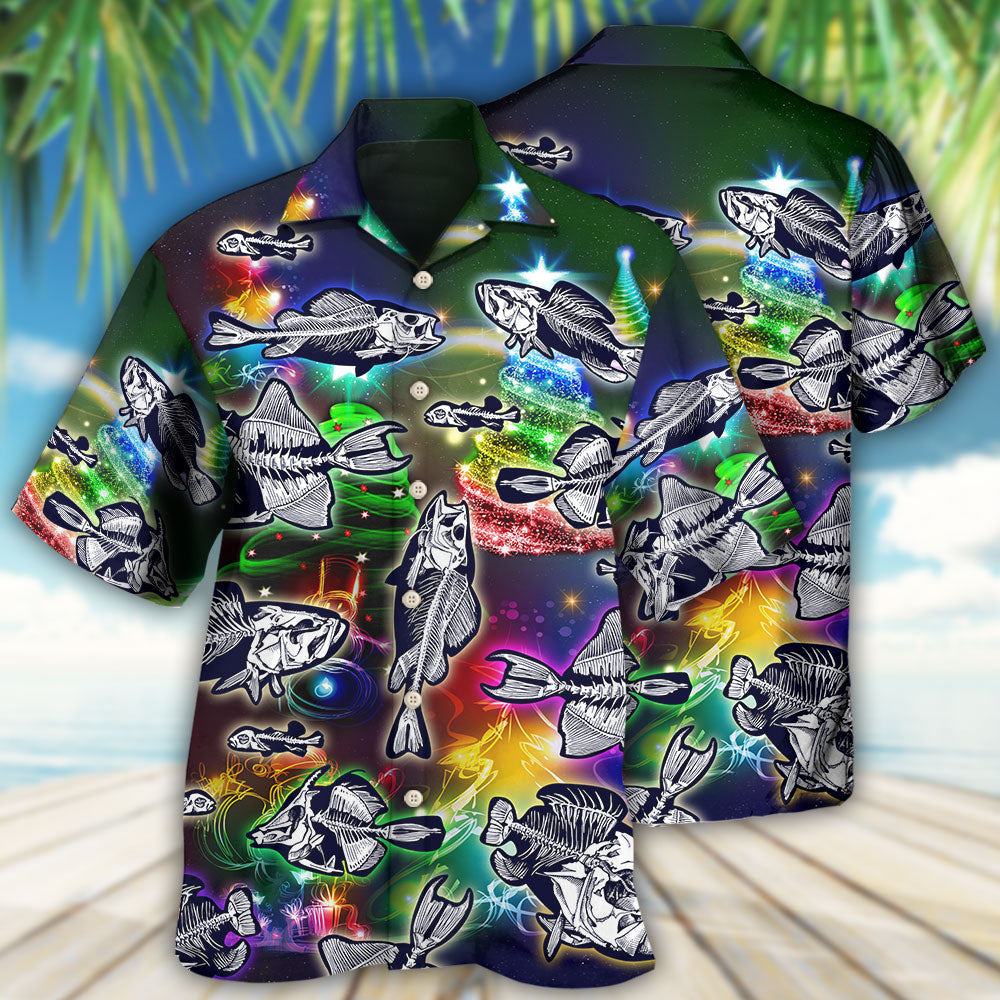 Festive Fishing Amazing Christmas Hawaiian Shirt Design Detail For Sunny Adventures And Casual Wear