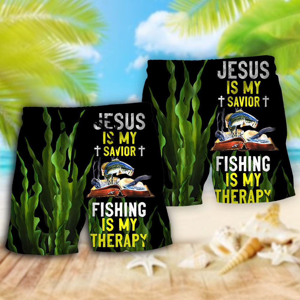 Fishing Is My Therapy Leaf Beach Shorts Design Detail For Casual Warm Weather Outfits