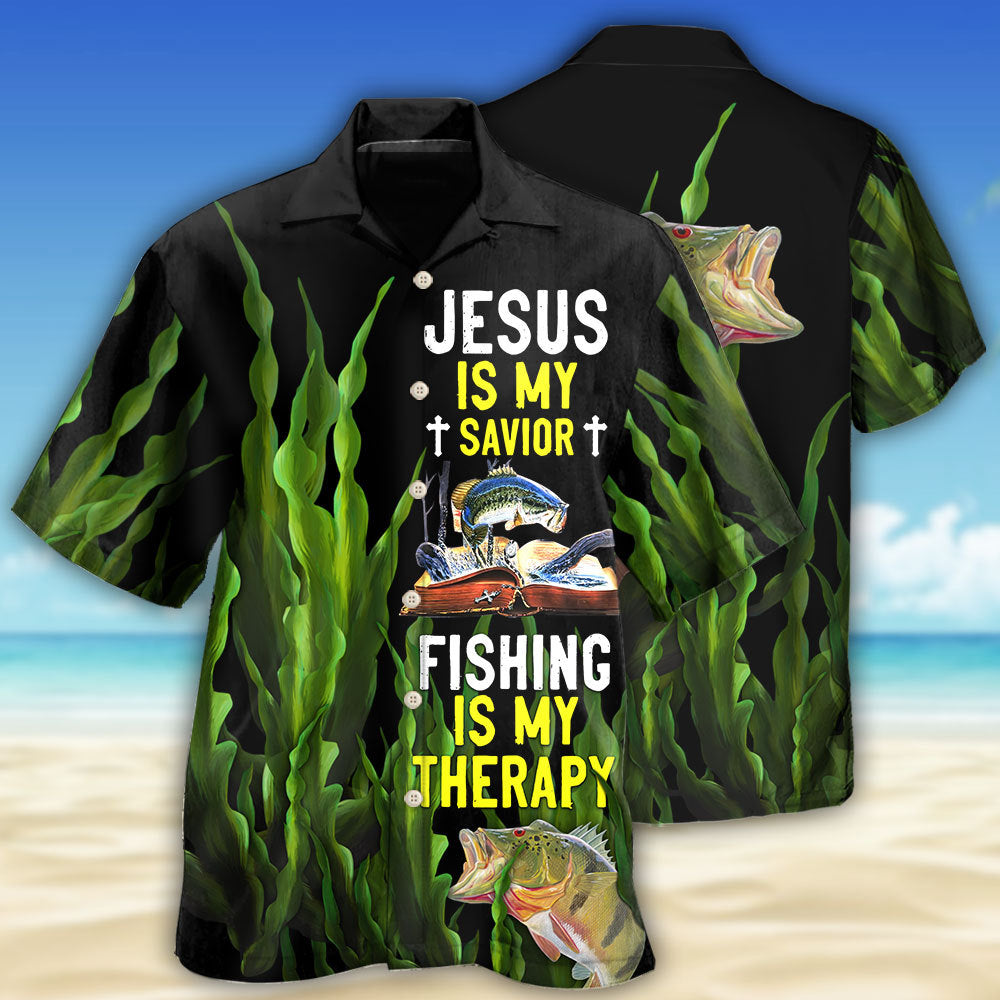 Fishing Therapy Faith Hawaiian Shirt Design Detail For Beach Days And Holiday Travel