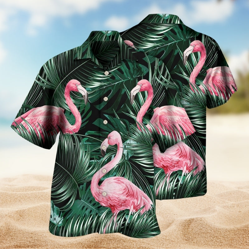 Flamingo Style Hawaiian Shirt For Resort Holiday And Coastal Style