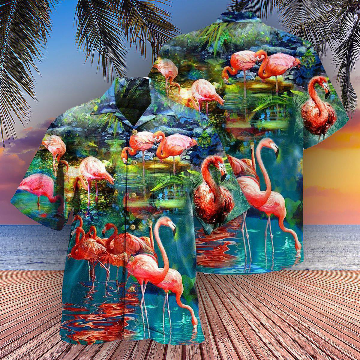 Flamingo Flamazing Hawaiian Shirt Design Detail For Beach Days And Holiday Travel