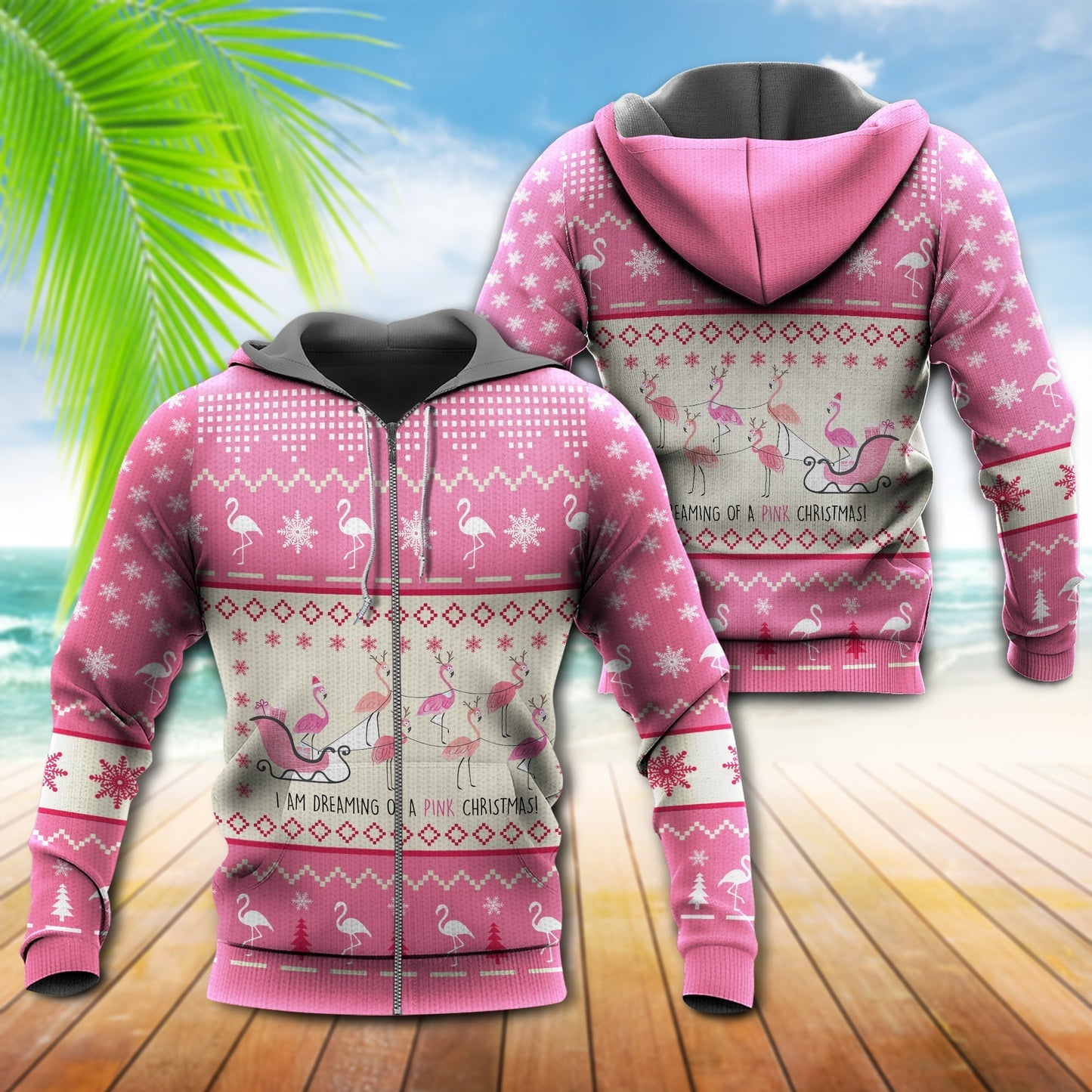 Pink Flamingo Christmas Hoodie For Holiday Parties Weekend Outings And Cheerful Gift Giving