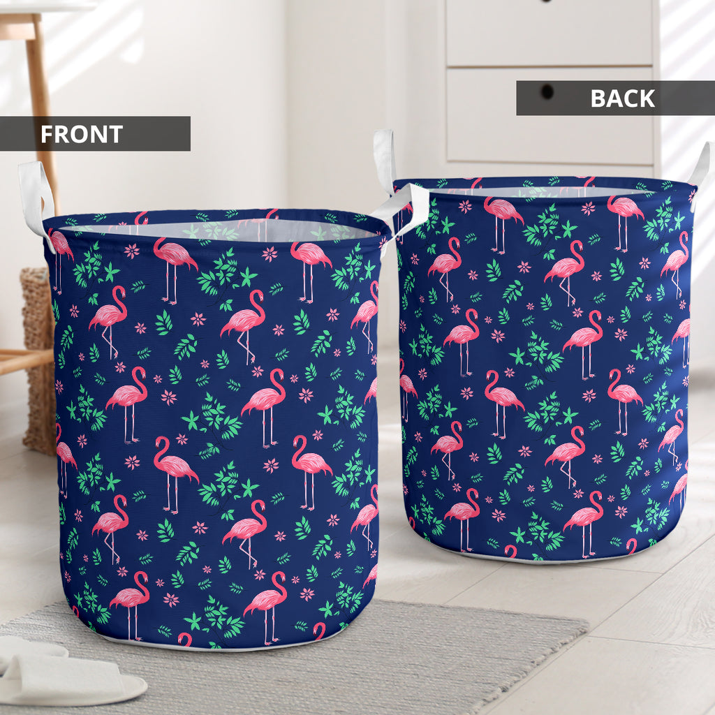 Flamingo Flower Pattern Laundry Basket For Room Home Organizer