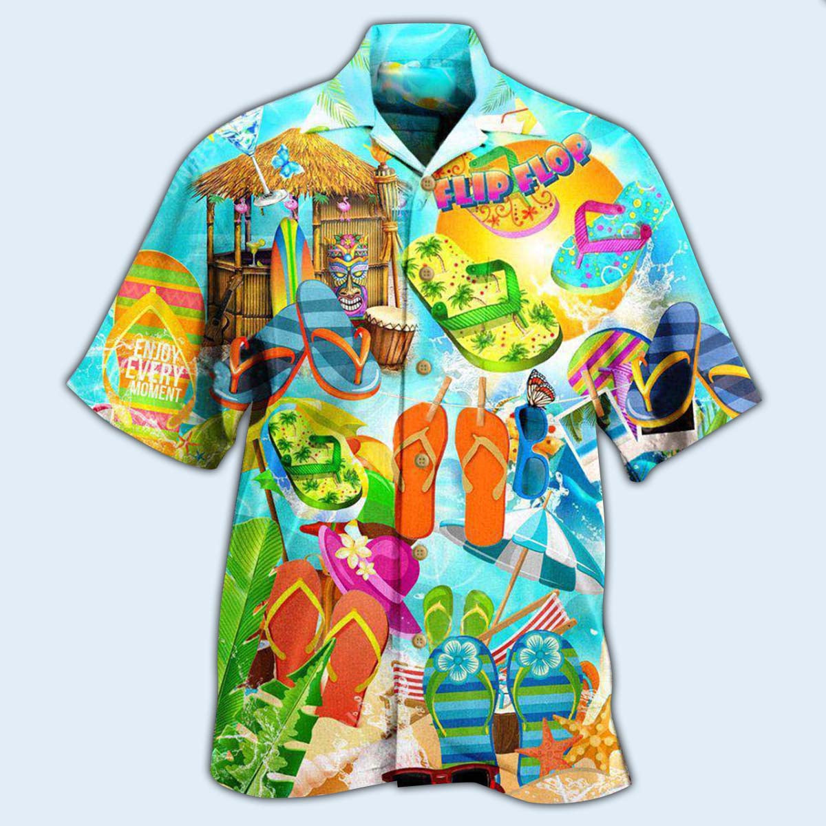 Summer Flip Flops Hawaiian Shirt With Detailed Graphic For Warm Weather Adventures Parties And Daily Comfort