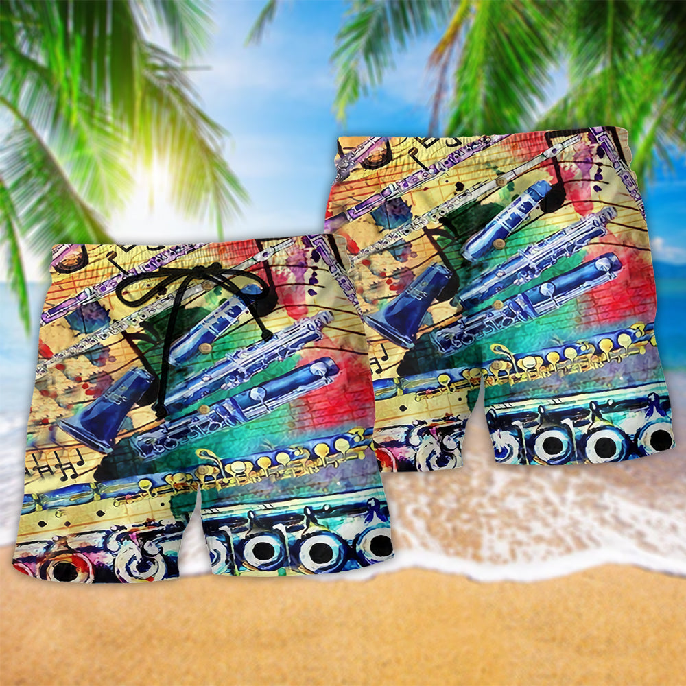 Flute Music Love And Life Beach Shorts For Outdoor Adventures And Thoughtful Seasonal Gifts