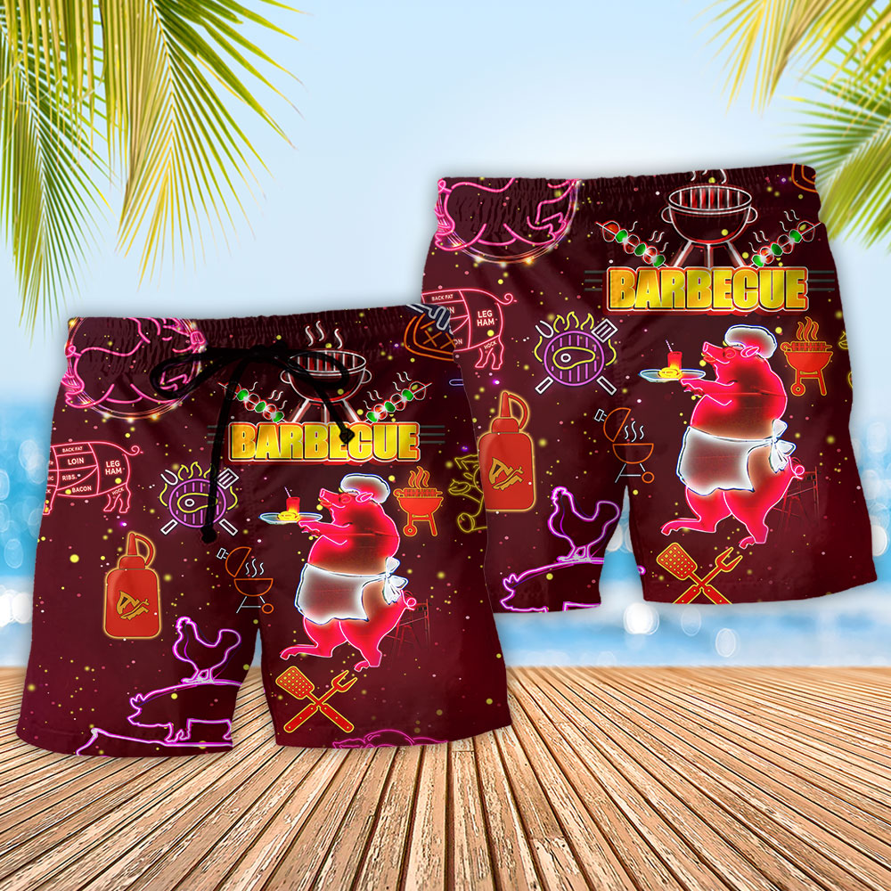 Dark Food Beach Shorts Pattern Detail For Everyday Outings And Laid Back Daily Wear