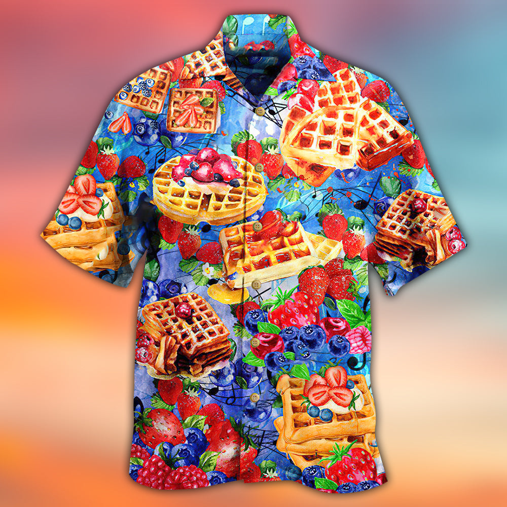 Food Pancake Strawbery Bluebery Delicious Hawaiian Shirt Artwork View For Weekend Travel And Beach Style