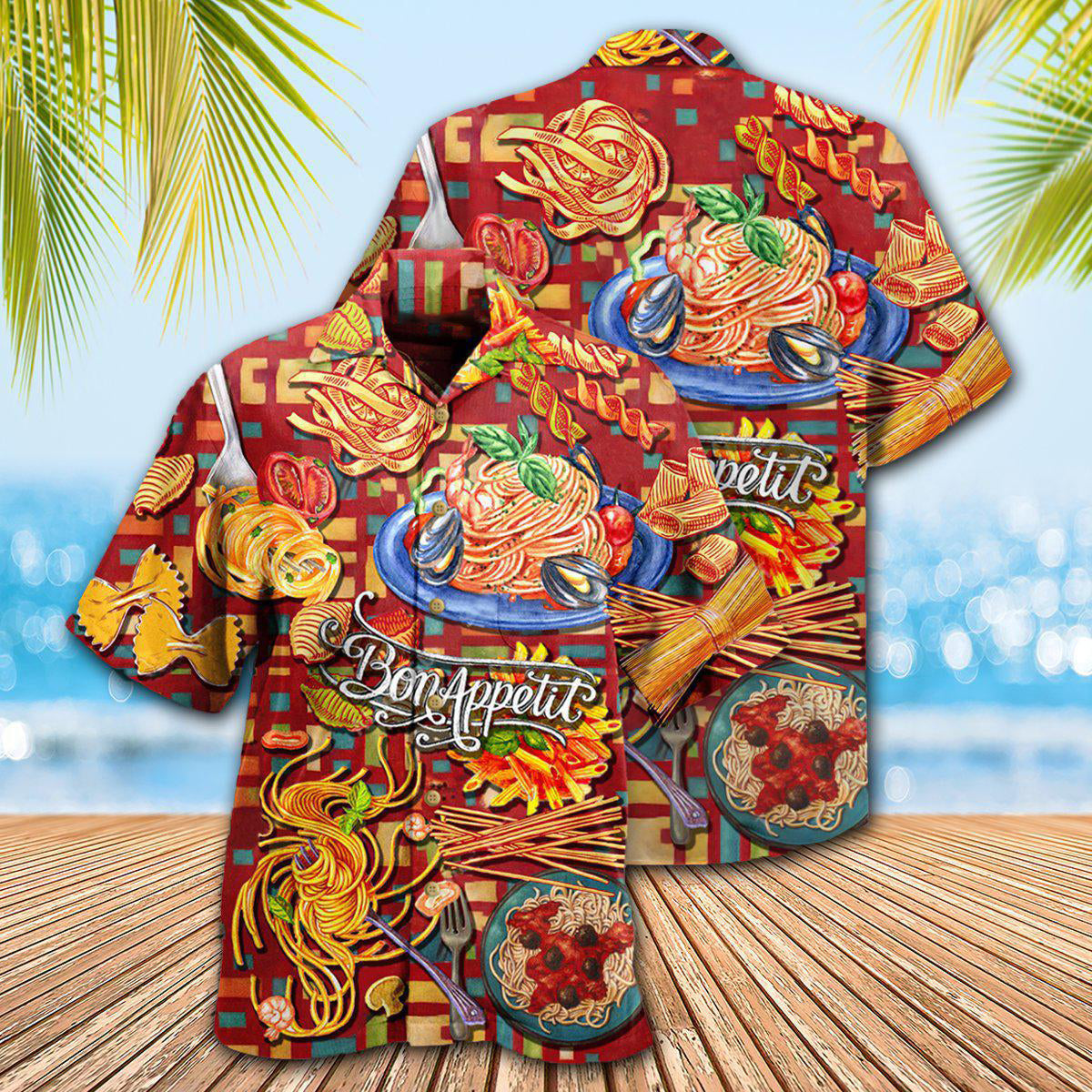 Food Tasting Daily Delicious Pasta Hawaiian Shirt Pattern Detail For Summer Holidays And Outdoor Fun