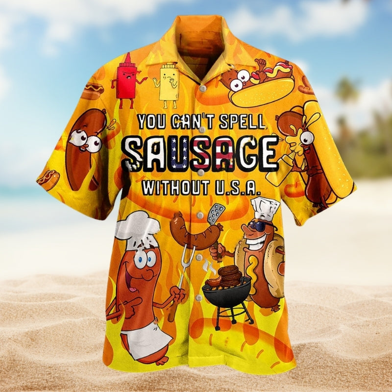 Patriotic Cowboy Skull Independence Hawaiian Shirt Tropical Styling View For Tropical Vacations