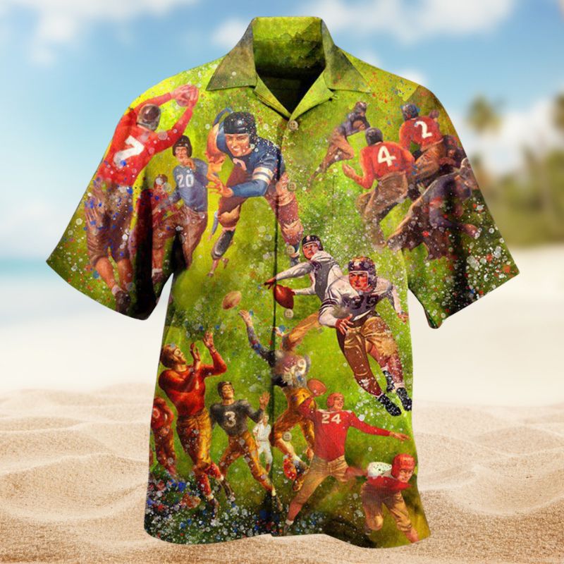 Football Playing Hawaiian Shirt For Beach Days, Summer Outings, And Thoughtful Gift Giving