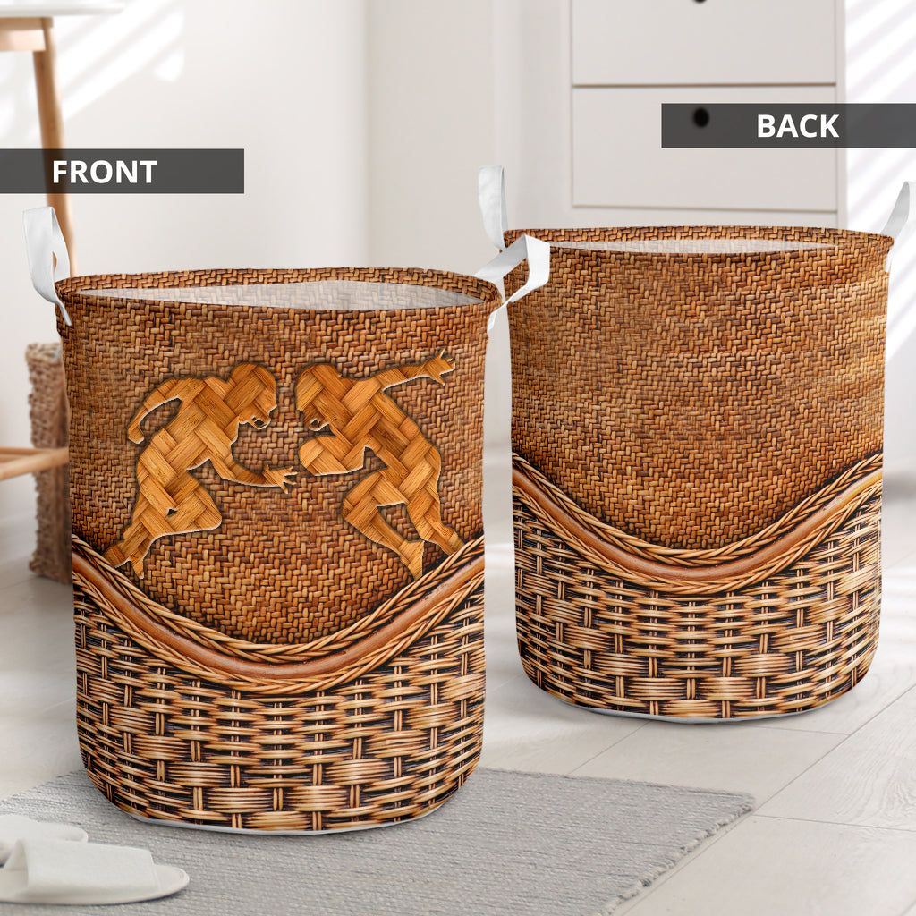 Football Rattan Texture Laundry Basket For Room Home Organizer