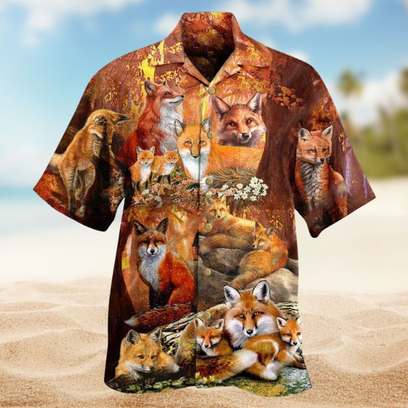 Fox Red Hawaiian Shirt For Tropical Holidays, Outdoor Gatherings, And Everyday Comfort