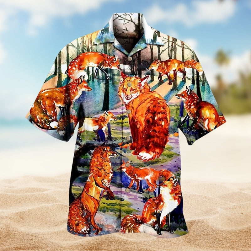 Fox Stay Clever Hawaiian Shirt For Coastal Travel, Casual Events, And Comfortable Summer Wear