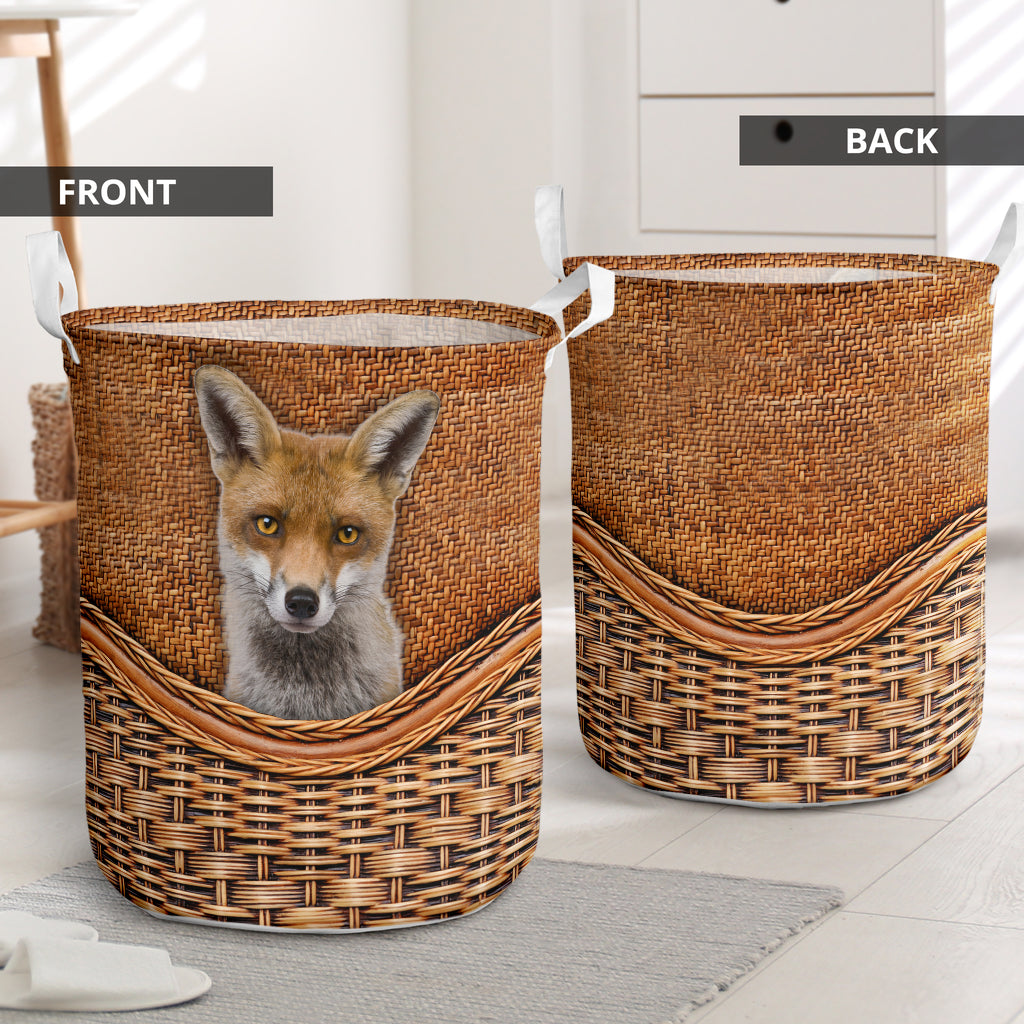 Fox Rattan Texture Laundry Basket For Room Home Organizer