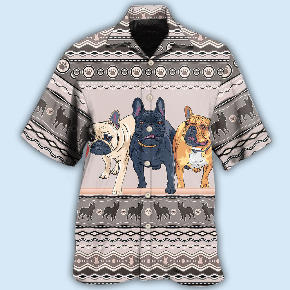 French Bulldog Pattern Dog Design Hawaiian Shirt For Island Vacations, Weekend Events, And Relaxed Everyday Outfits