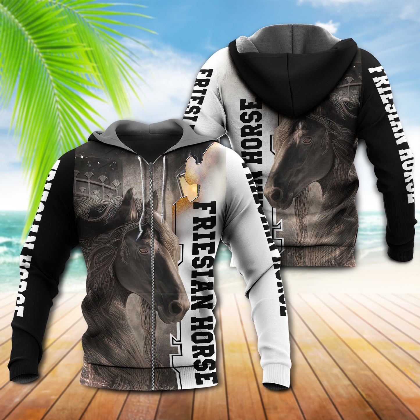 Friesian Horse Therapy Hoodie For Rustic Casual Looks Outdoor Events And Comfortable Layering