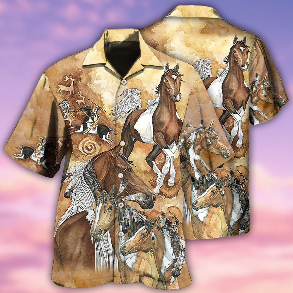 Bohemian Horse American Hawaiian Shirt Artwork View For Weekend Travel And Beach Style