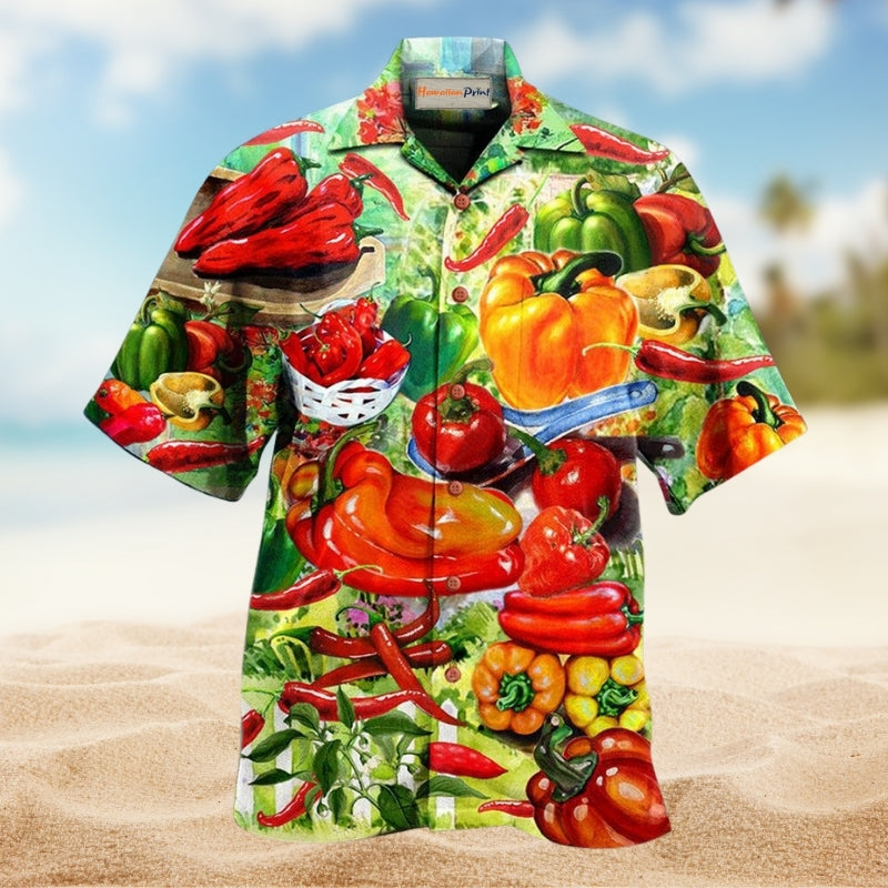 Fruit Bell Pepper And Chili Hawaiian Shirt For Tropical Trips Food Fans And Cheerful Summer Outings