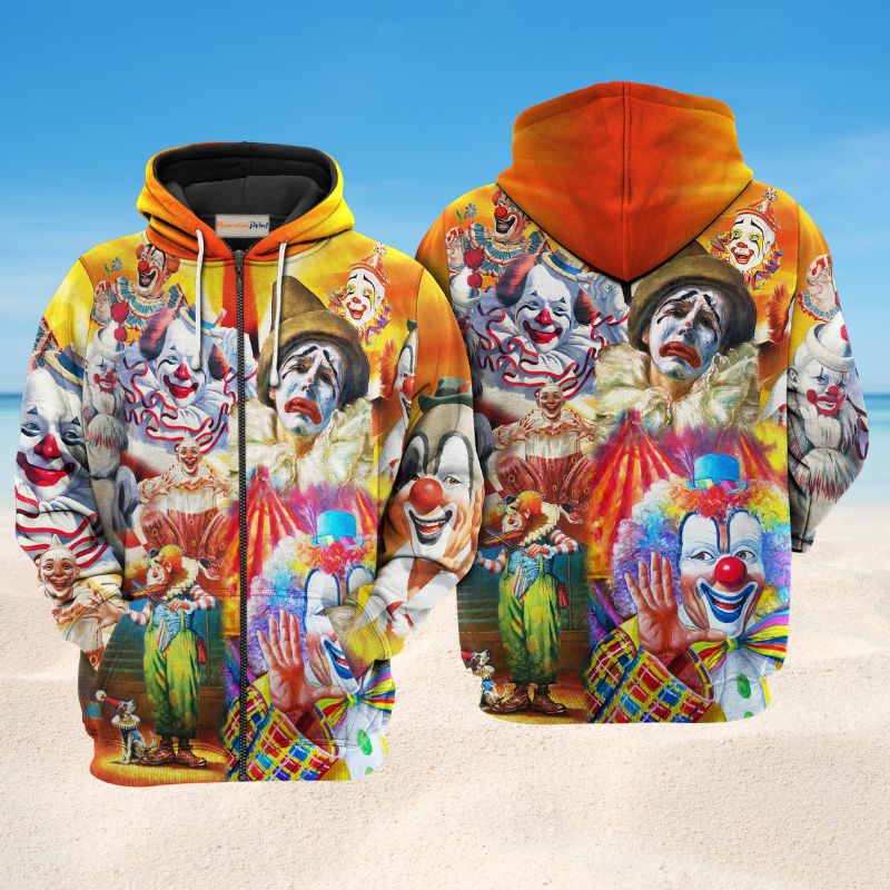 Funny Happy Clown Hoodie For Travel Days Outdoor Events And Thoughtful Gifts