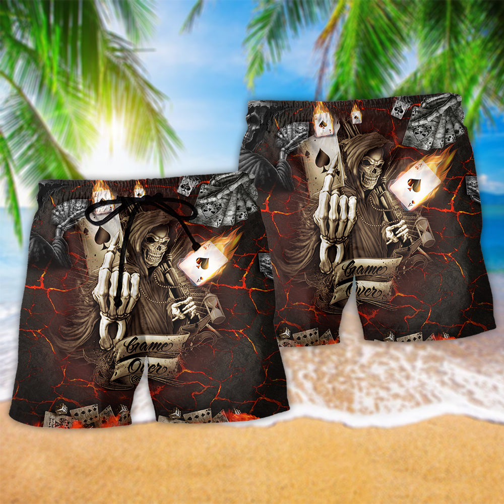 Gambling Cards Fire Game Beach Shorts Pattern Detail For Seaside Leisure And Memorable Gift Ideas
