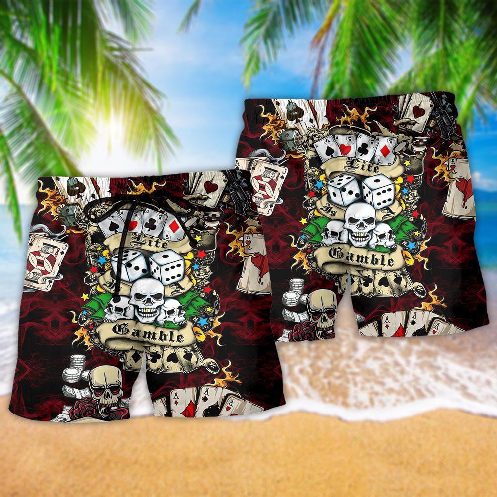 Gambling Poker Take Risk Beach Shorts Pattern Detail For Coastal Travel And Thoughtful Gift Giving
