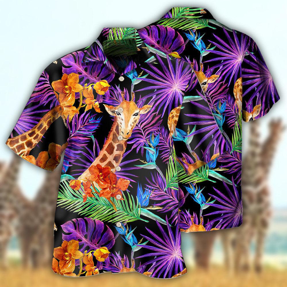 Tropical Giraffe Leaf Hawaiian Shirt Pattern View For Relaxed Warm Weather Outfits