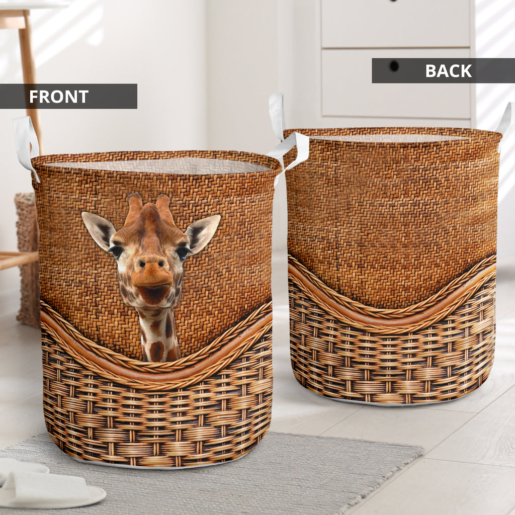 Giraffe Rattan Texture Laundry Basket For Room Home Organizer