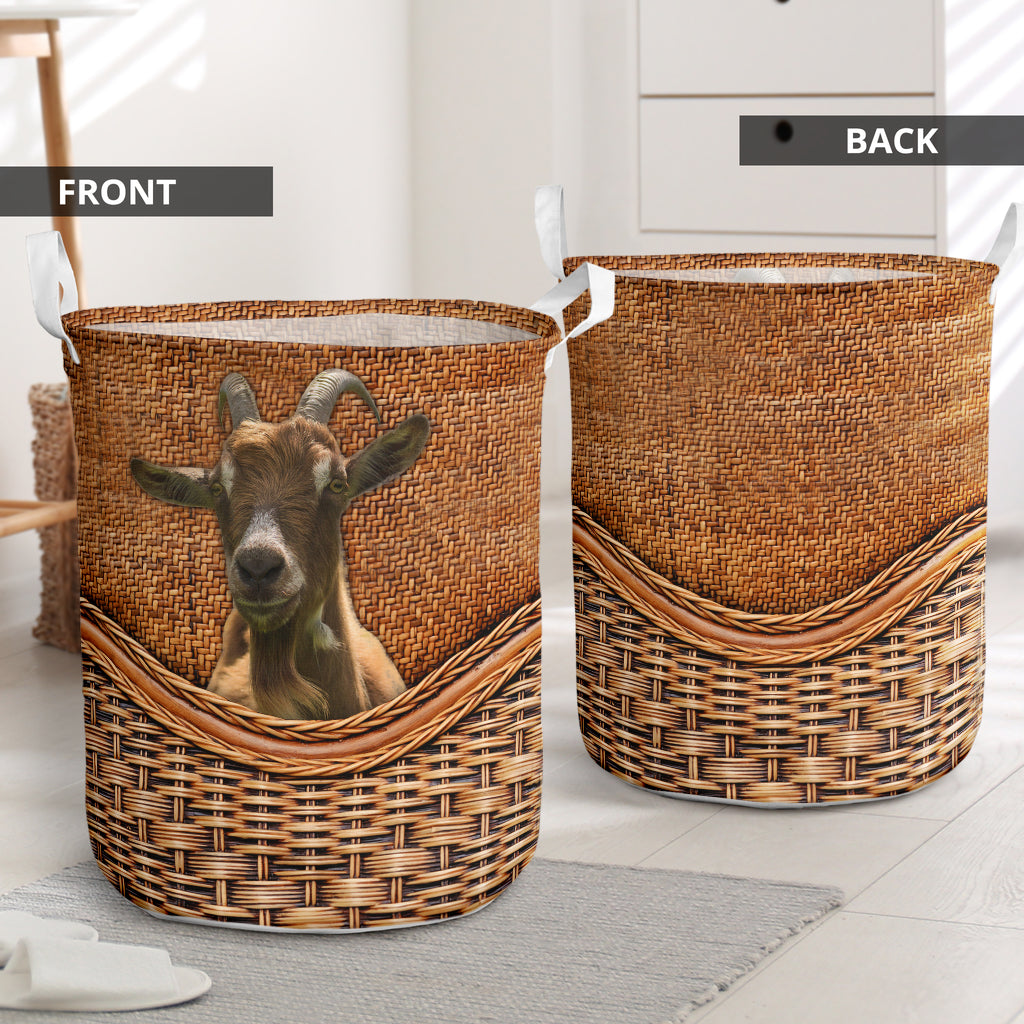 Goat Rattan Texture Laundry Basket For Room Home Organizer