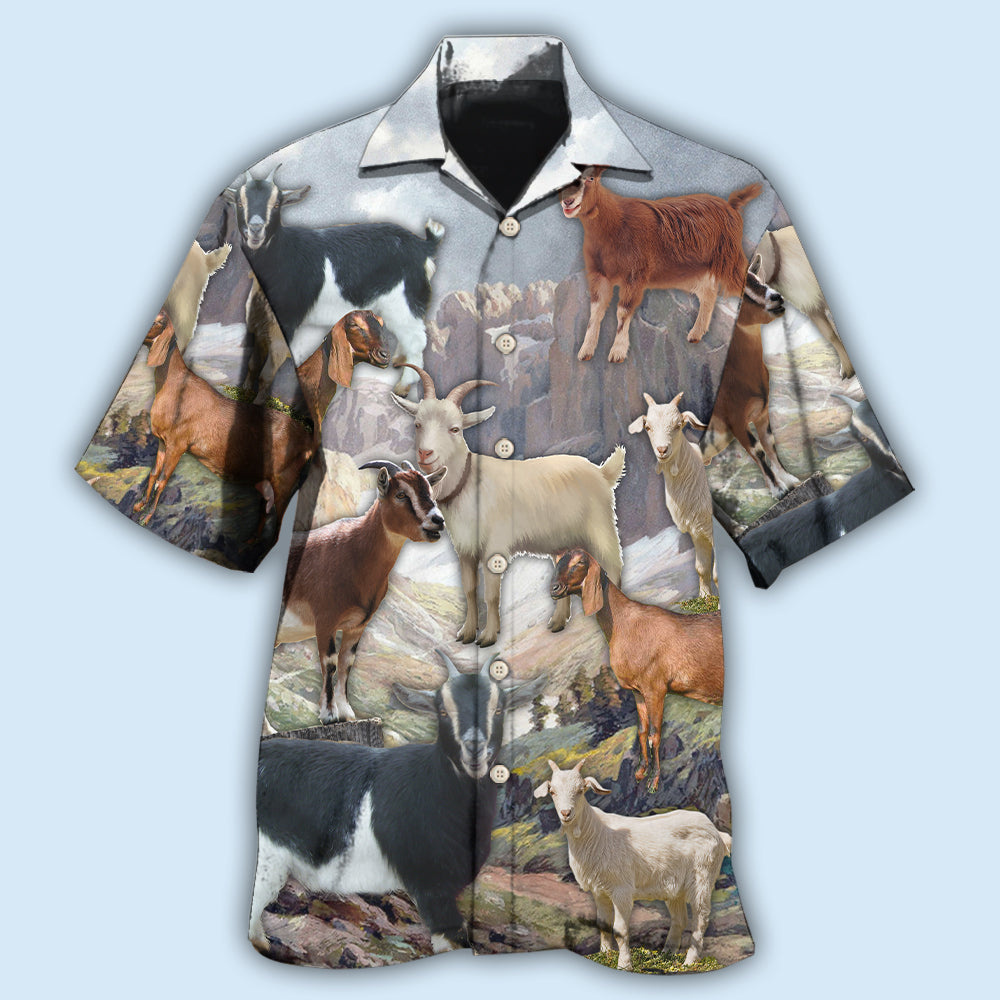 Goat Mountain Nature Hawaiian Shirt For Beach Days, Summer Outings, And Thoughtful Gift Giving