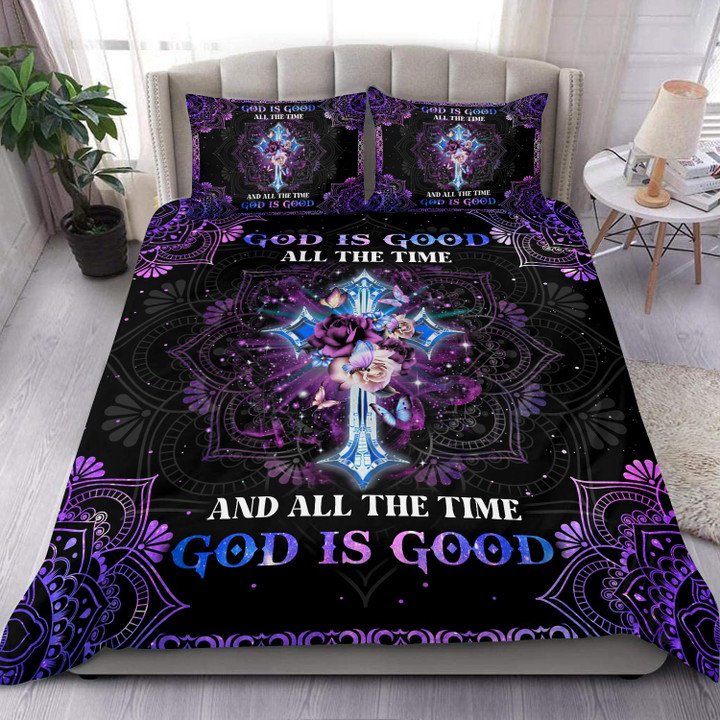 God Is Good All The Time Christian Purple Bedding Cover For Faith Bedroom Decor