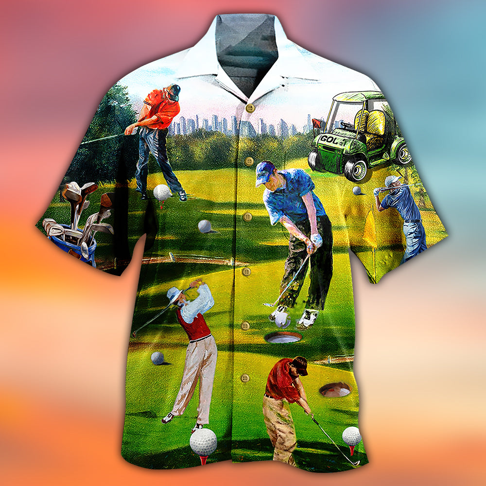 Golf Hawaiian Shirt Pattern Detail For Summer Holidays And Outdoor Fun