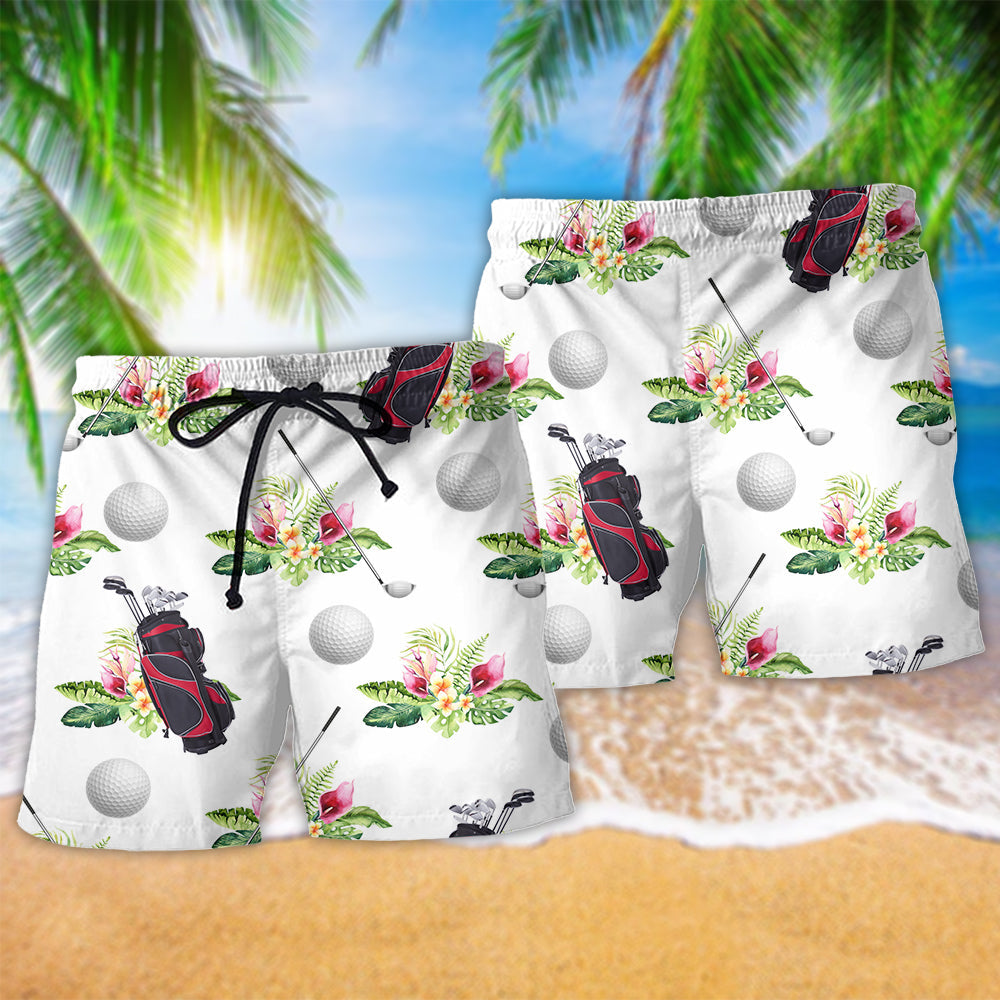 Golf Floral Tropical Beach Shorts Pattern Detail For Island Trips And Flexible Everyday Wear