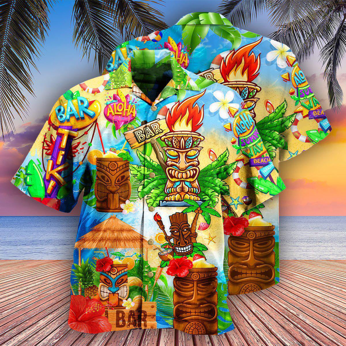 Good Great Friends Tiki Bar Hawaiian Shirt Artwork Detail For Tropical Trips And Casual Outings