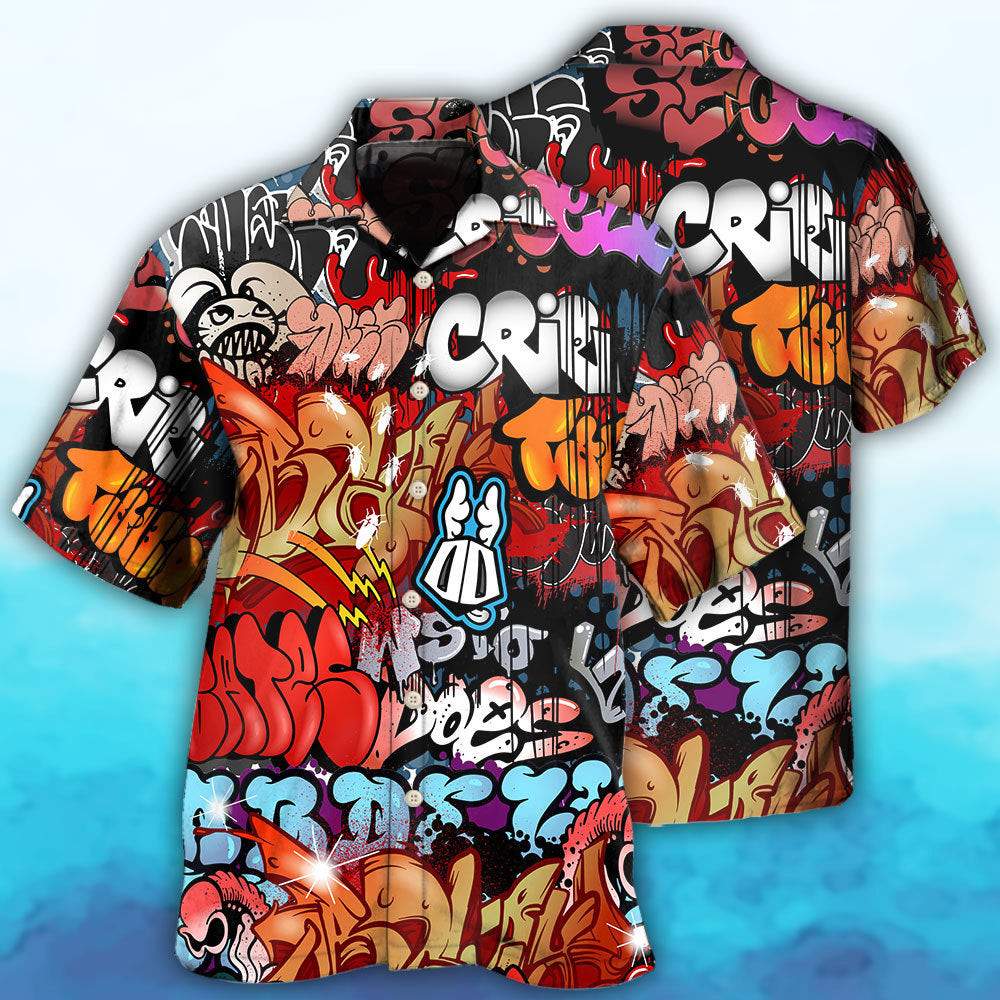 Creative Colorful Graffiti Street Hawaiian Shirt For Tropical Holidays, Outdoor Gatherings, And Everyday Comfort