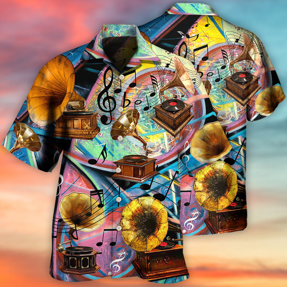 Vintage Music Record Hawaiian Shirt For Beach Parties And Weekend Getaways