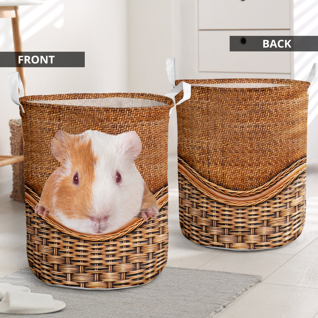 Guinea Pig Rattan Texture Laundry Basket For Room Home Organizer