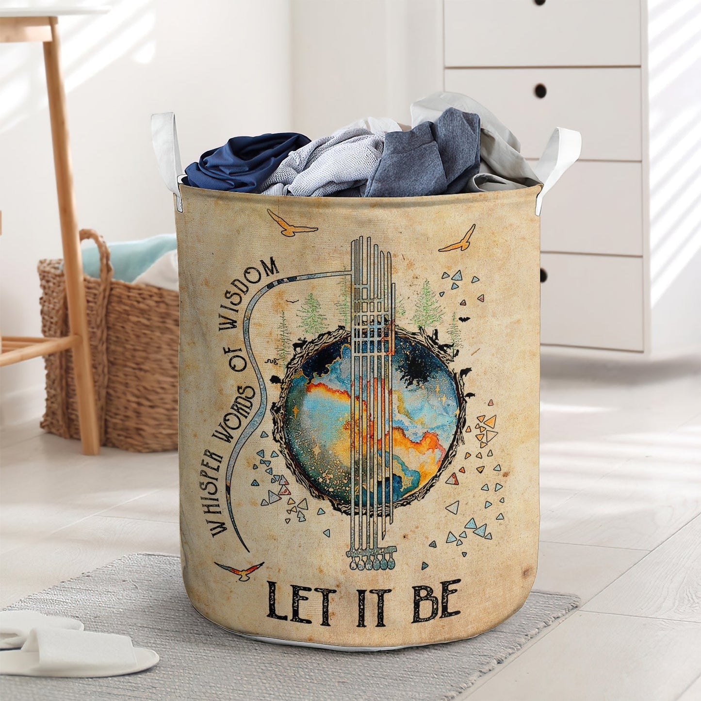 Guitar Forest Let It Be Laundry Basket For Bathroom Bedroom Storage
